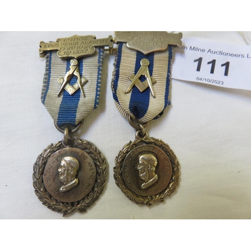 111 - Two Silver Masons Medals