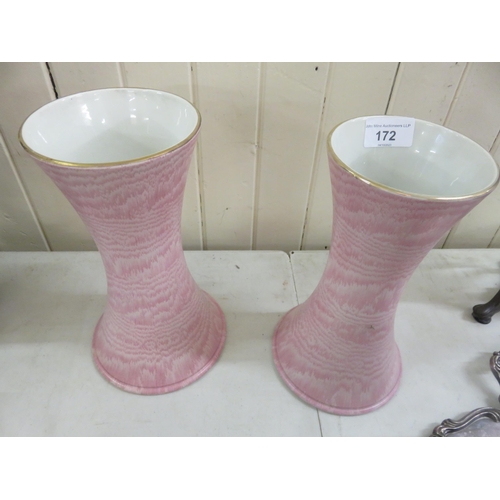 172 - Pair of Shelley Vases on Pink Ground