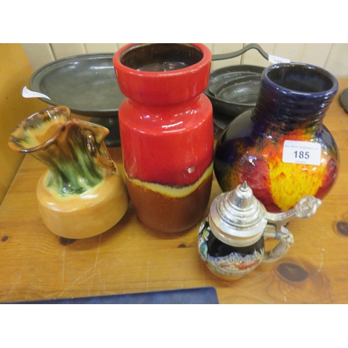 185 - Three Pieces of West German Pottery and Mini Stein