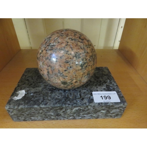 199 - Granite Engraved Slab and polished granite ball