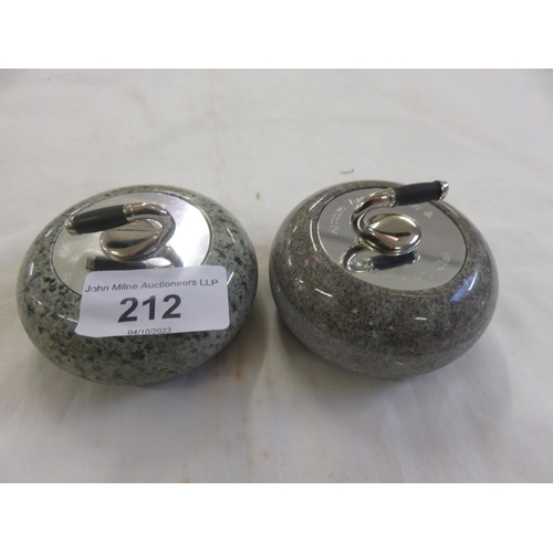 212 - Two Kays of Scotland Curling Stone Paperweights