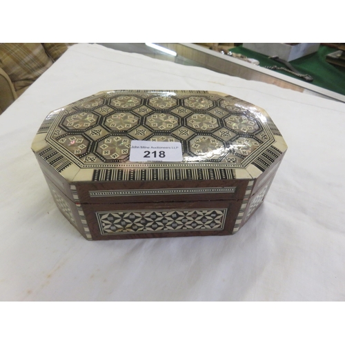 218 - Mother of Pearl Inlaid Jewellery Box