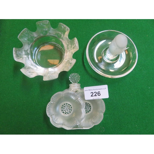 226 - Lalique Ashtray, Scent Bottle and Pin Dish