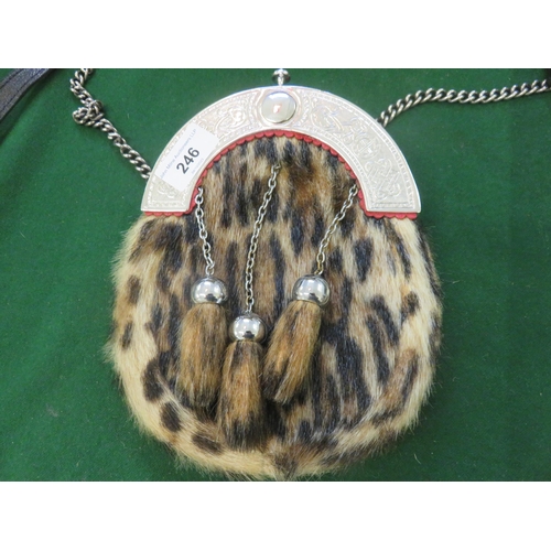 246 - Leopard Print Sporran with Plated Mounts