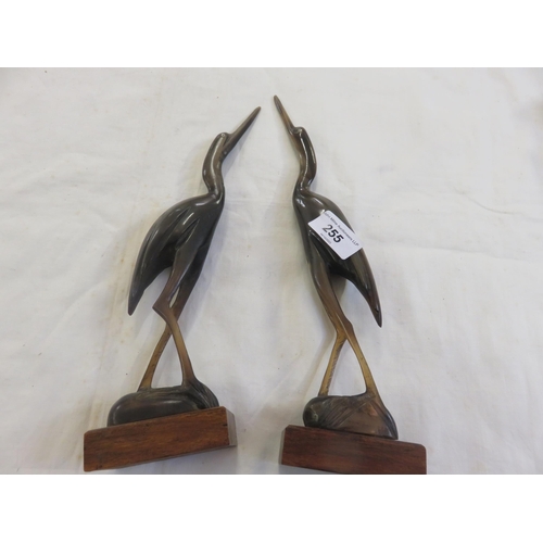 255 - Pair of Bone Carved Stork Ornaments