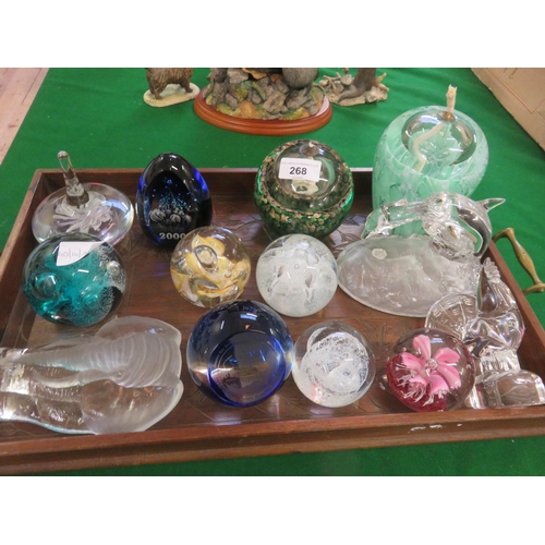 268 - Tray with paperweights