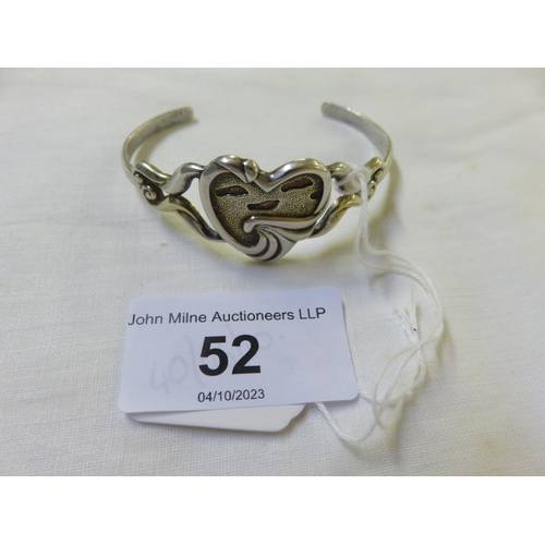 52 - Silver Bangle with engraved footprints
