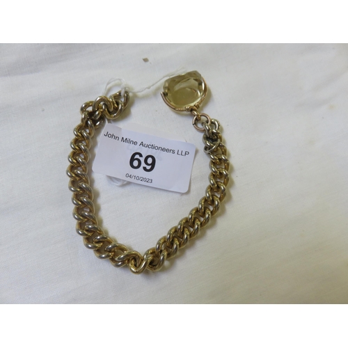 69 - 9ct. Gold Swivel Fob on Chain