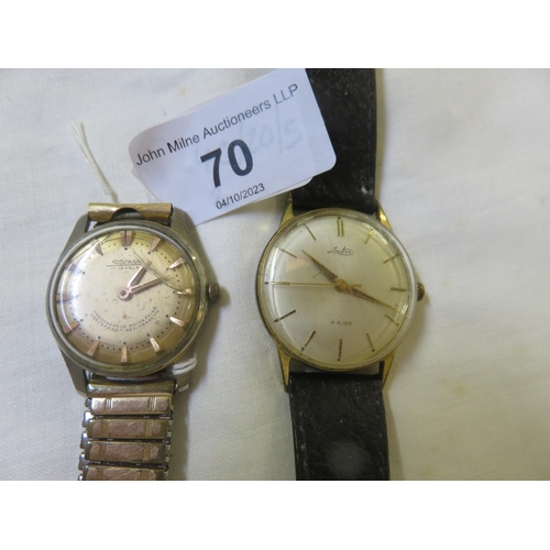 70 - Vintage Arctos and Sornana Manual Wind Wrist Watches, both working, circa 1950's