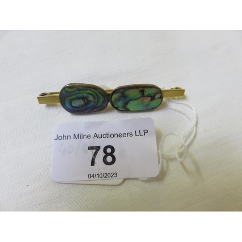 78 - 18ct. Gold and Abalone Bar Brooch