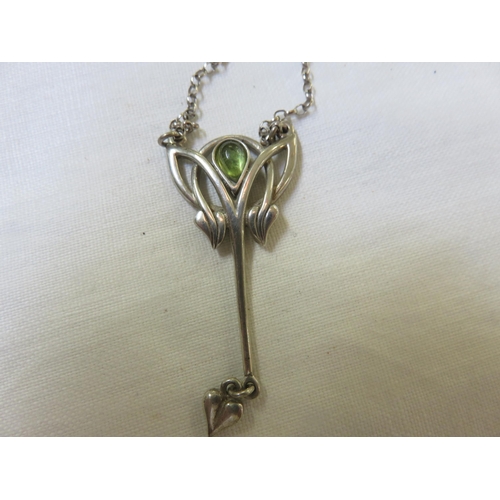 86 - At Nouveau Silver and Peridot Pendant and Chain