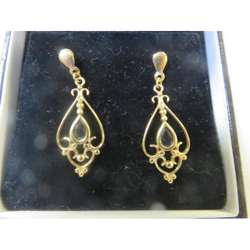 88 - 9ct. Gold and Sapphire Earrings (boxed)