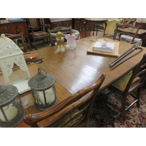 433 - Victorian Oak Wind Out Dining Table with Two Leaves and Winder