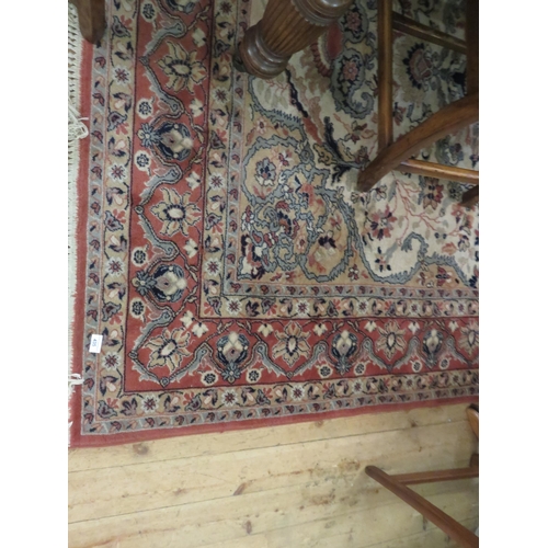 435 - Fringed Rug on Red Ground With Centre Medallion Design