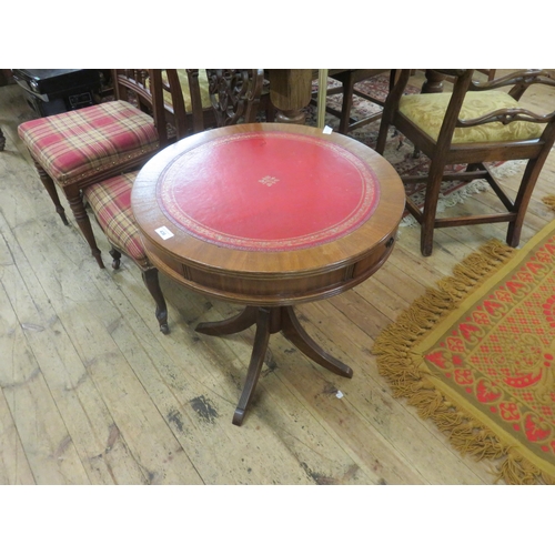 436 - Mahogany Leather Topped Drum Table