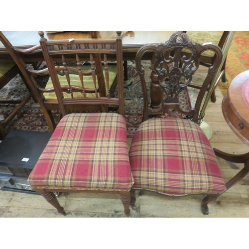 437 - Two Odd Parlour Chairs with Tartan Upholstery