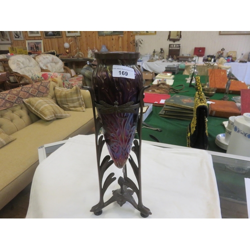 169 - Coloured Glass Flower Holder on stand