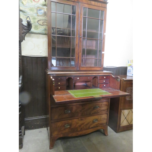 481 - 19th Century Mahogany and Glazed Secretaire Bookcase