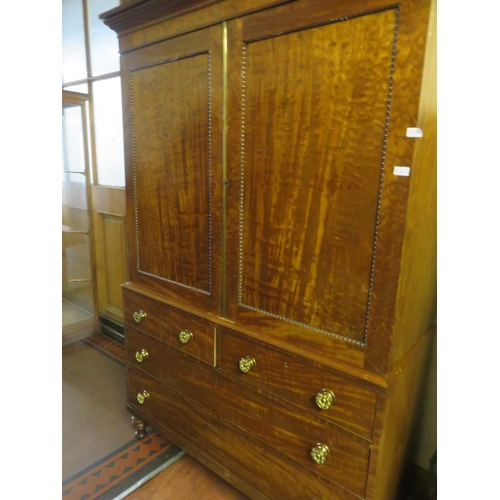 482 - 19t Century Mahogany Two Door Linen Press With Four Drawers Below