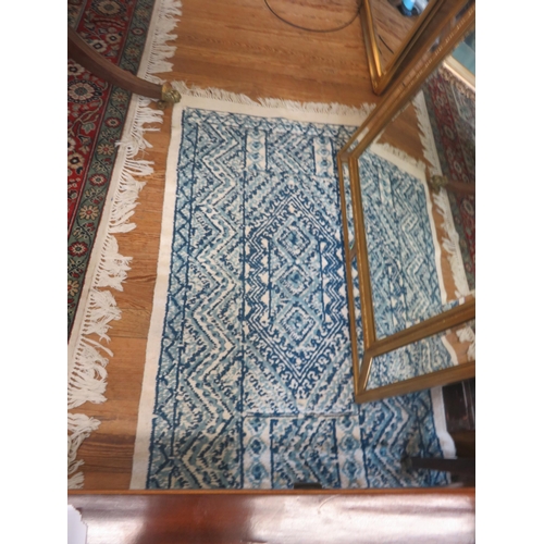 491 - Fringed Blue on White Rug - 30