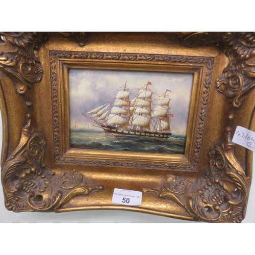 50 - Pair of Maritime Scene Prints in Ornate Gilt Frames