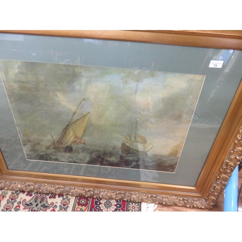 73 - Large Gilt Framed Print - Maritime Scene