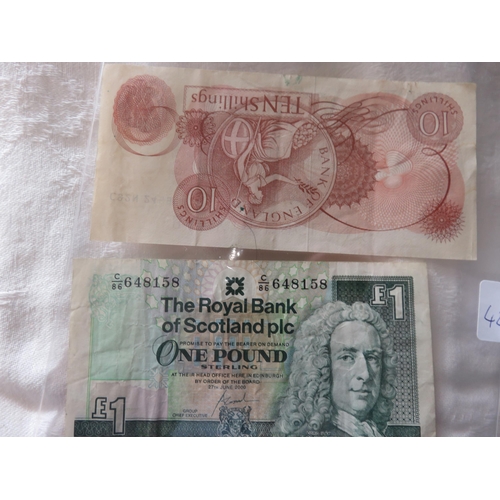 98 - One Pound Banknote and One Ten Shilling Note