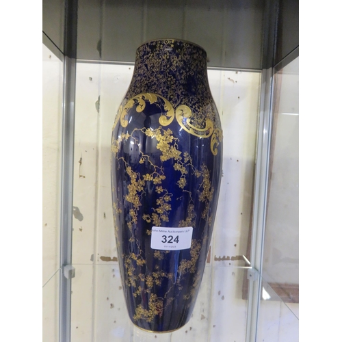 324 - Royal Doulton Burslem  Vase - Gold on Blue - Gold Rim