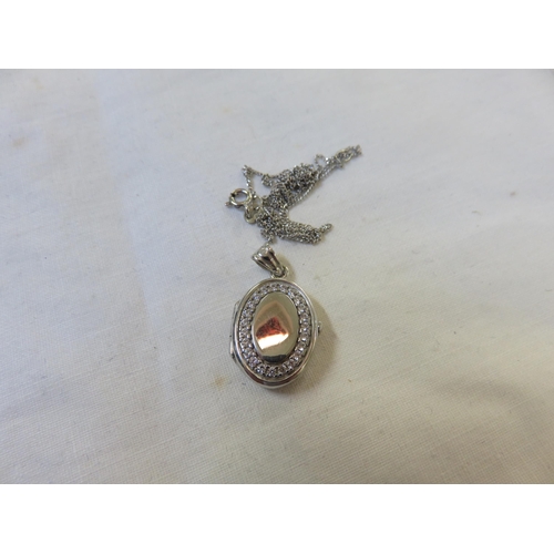 70 - 9ct White Gold Locket and Chain