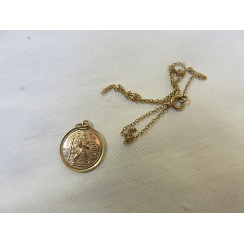 89 - 9ct Gold St Christopher Medallion on Chain