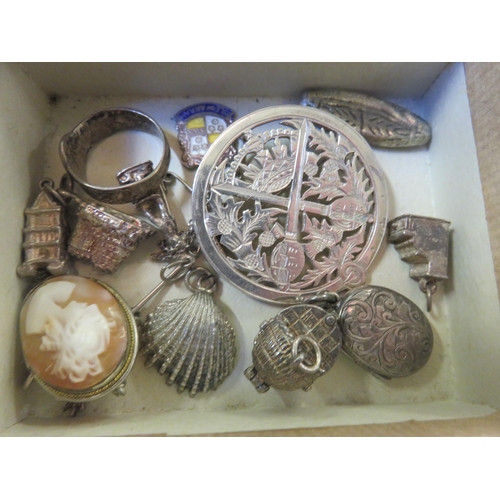 97 - Lot of silver charms, brooches etc