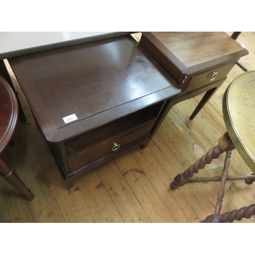 421 - Two Stag Bedside Cabinets and One Other Oval Table