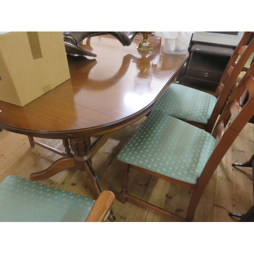 424 - Modern Oak Kitchen Table and Six Chairs