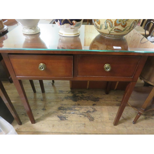 435 - Glass Topped Side Table with Two Drawers