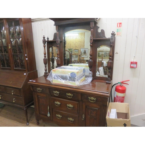 442 - Late Victorian/Edwardian Mahogany Mirror Backed Sideboard