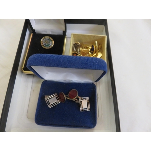 123 - Two Pairs of Silver Cufflinks, Enamel Cufflinks etc