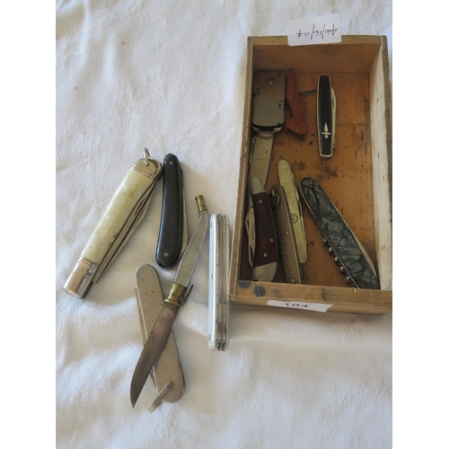 104 - One small Box of assorted Vintage Pen Knives