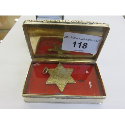 118 - Small Silver Presentation Box with Sporting Medal