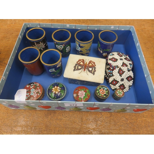 272 - Six Cloisonne Cups, Trinket Boxes and Beads