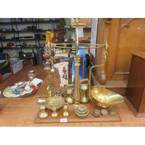 289 - Brass Shop Weighing Scales on Stand - By J. White of Auchtermuchty