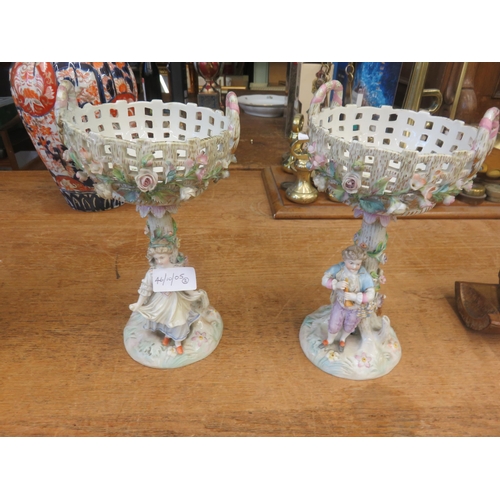 291 - Pair of Augustus Rex Floral two handled baskets