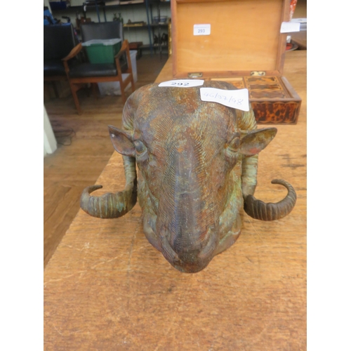 292 - Copper Rams Head Wall Sconce