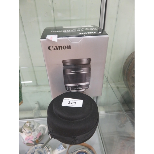 321 - Canon Lens EFS 18/200 and one other