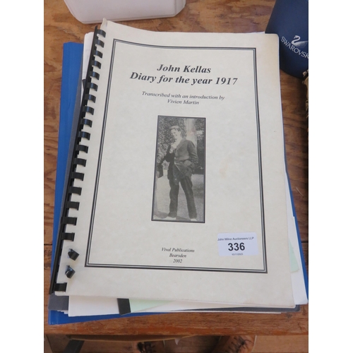 336 - Small Assorted Lot including John Kellas Diary 1917, Scottish Handwriting - Mike Shepherd Manuscript... 