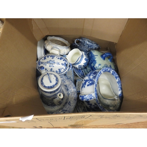 369 - Box of Blue and White Ware