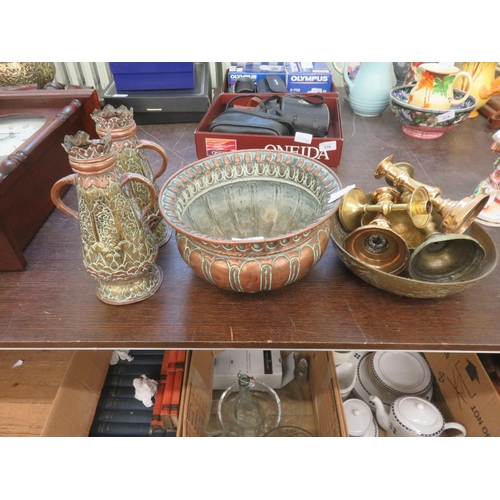 375 - Brass Bowls, Jugs and Candlesticks