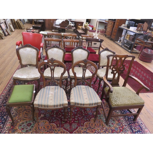 410 - Four Carved Light Green Upholstered Chairs, two carved Blue and Red Upholstered Chairs and Single Ca... 