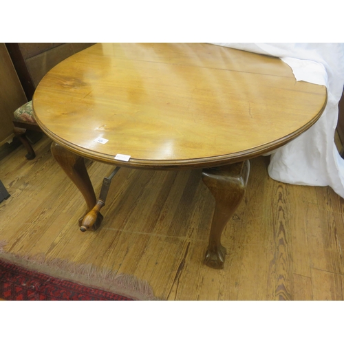 420 - Mahogany Oval Dining Table on Claw and Ball Feet with One Leaf