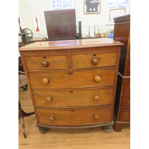 432 - Bow Front Mahogany Chest of three long and two short drawers