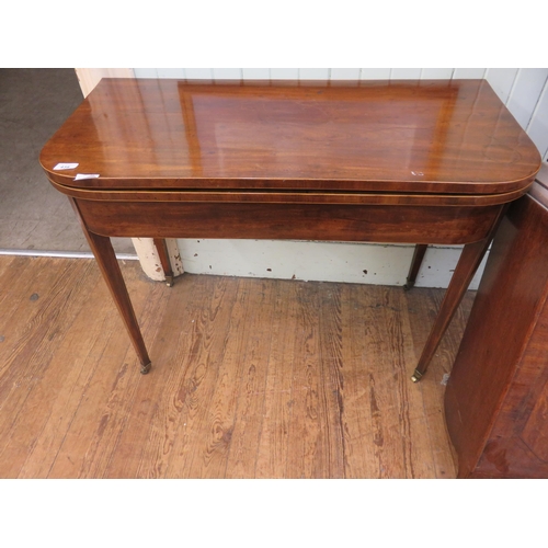 439 - Inlaid Mahogany Lift Over Card Table on Tapered Legs